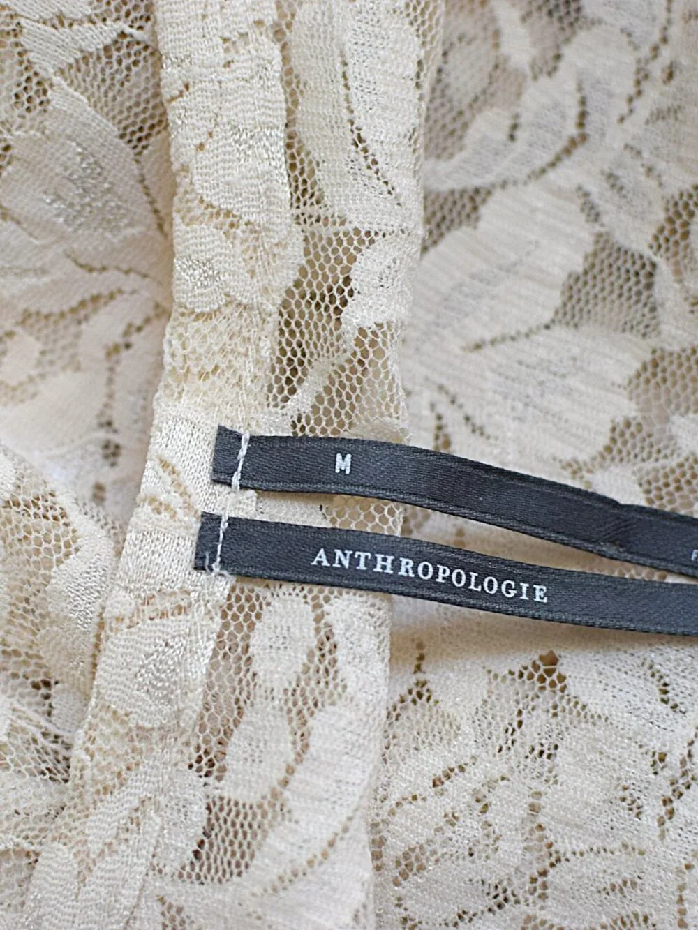 Anthropologie Lace Cardigan Top Sheer Button Front Ivory Sz M Romantic Coquette - Picture 9 of 10